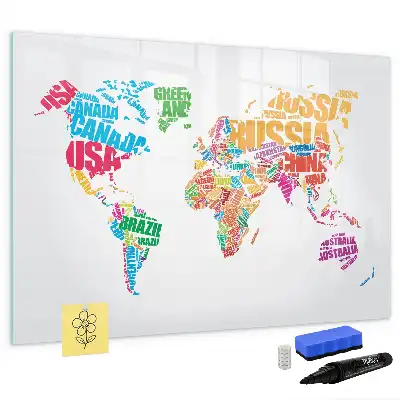 Tableau magnétique pour dessiner avec motif de noms de pays colorés
