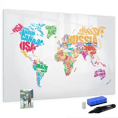 Tableau magnétique pour dessiner avec motif de noms de pays colorés
