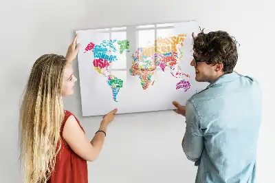 Tableau magnétique pour dessiner avec motif de noms de pays colorés