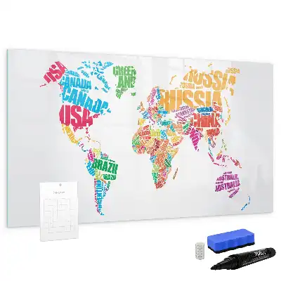 Tableau magnétique pour dessiner avec motif de noms de pays colorés