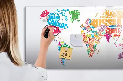 Tableau magnétique pour dessiner avec motif de noms de pays colorés