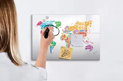 Tableau magnétique pour dessiner avec motif de noms de pays colorés