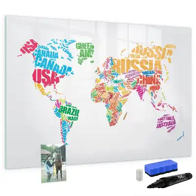 Tableau magnétique pour dessiner avec motif de noms de pays colorés