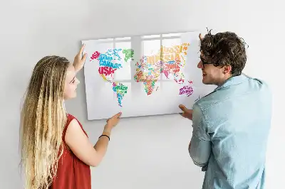 Tableau magnétique pour dessiner avec motif de noms de pays colorés