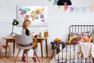 Tableau magnétique pour dessiner avec motif de noms de pays colorés