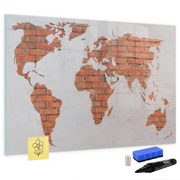 Carte du monde en briques tableau magnétique pour dessin