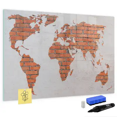 Carte du monde en briques tableau magnétique pour dessin