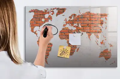 Carte du monde en briques tableau magnétique pour dessin