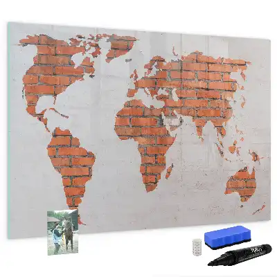 Carte du monde en briques tableau magnétique pour dessin