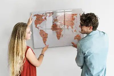 Carte du monde en briques tableau magnétique pour dessin