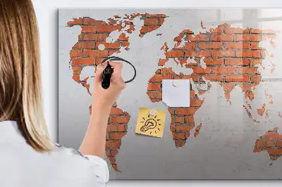 Carte du monde en briques tableau magnétique pour dessin