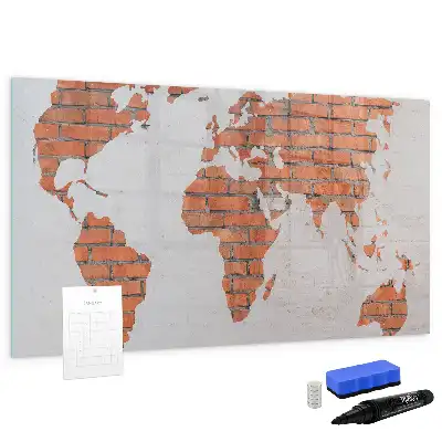 Carte du monde en briques tableau magnétique pour dessin