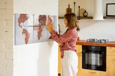 Carte du monde en briques tableau magnétique pour dessin