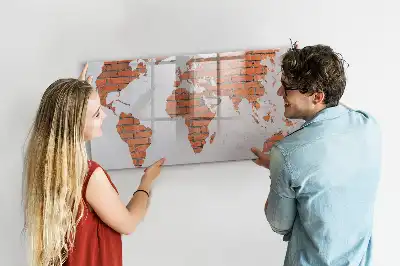 Carte du monde en briques tableau magnétique pour dessin
