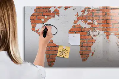 Carte du monde en briques tableau magnétique pour dessin