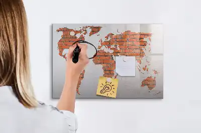 Carte du monde en briques tableau magnétique pour dessin