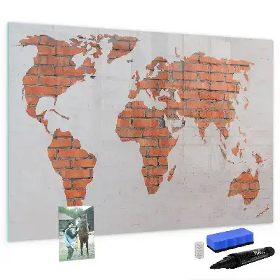 Carte du monde en briques tableau magnétique pour dessin