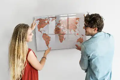 Carte du monde en briques tableau magnétique pour dessin
