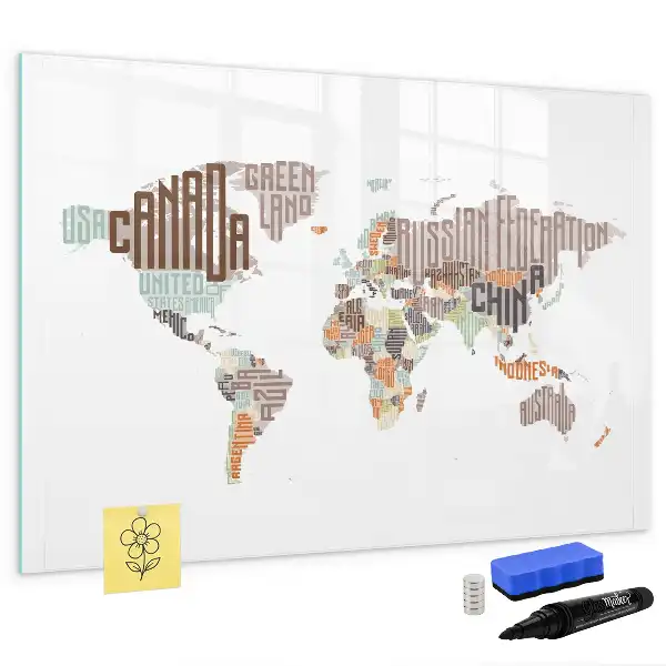 Tableau magnétique à dessiner avec carte en lettres colorées