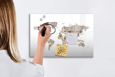 Tableau magnétique à dessiner avec carte en lettres colorées