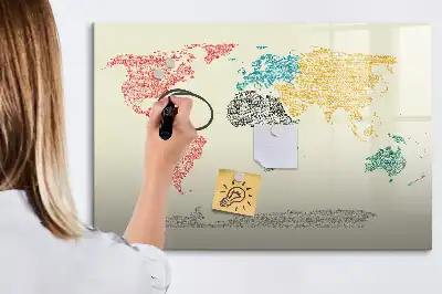 Carte du monde magnétique tableau pour dessiner