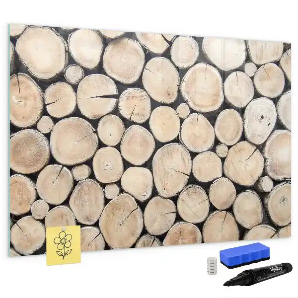 Tableau magnétique à dessiner motif troncs d'arbres coupés