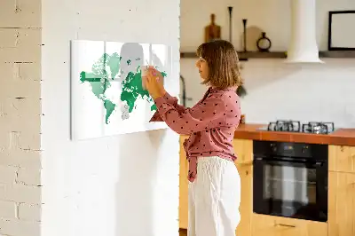 Tableau magnétique pour dessiner carte du monde verte