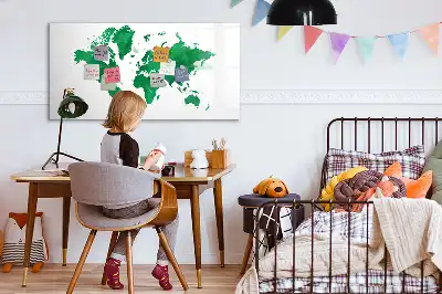 Tableau magnétique pour dessiner carte du monde verte