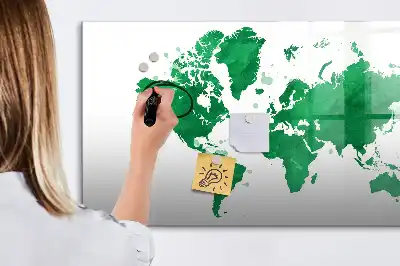 Tableau magnétique pour dessiner carte du monde verte