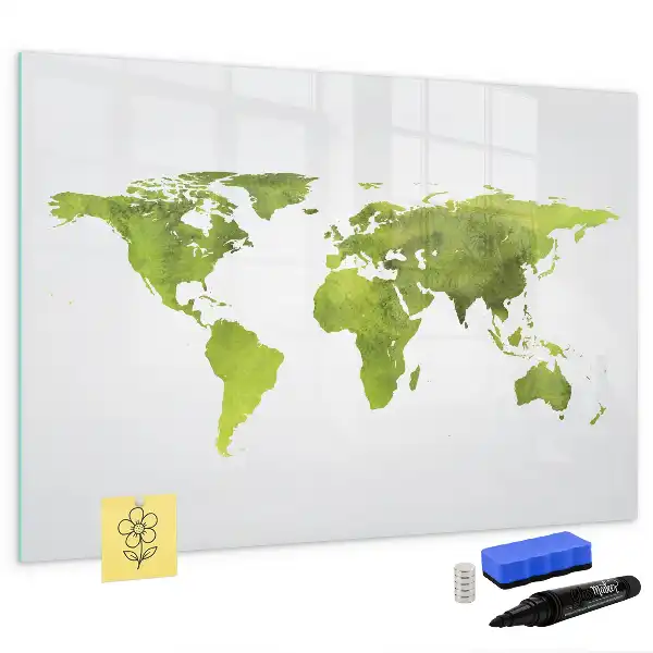 Tableau magnétique à dessiner carte du monde en aquarelle
