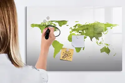 Tableau magnétique à dessiner carte du monde en aquarelle