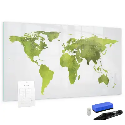 Tableau magnétique à dessiner carte du monde en aquarelle