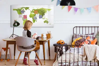 Tableau magnétique à dessiner carte du monde en aquarelle