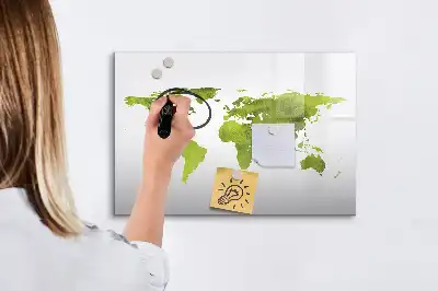 Tableau magnétique à dessiner carte du monde en aquarelle