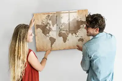 Carte du monde magnétique à dessiner peinte à la main