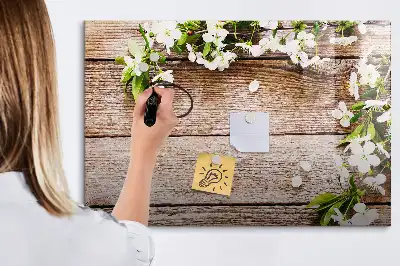Tableau magnétique à dessiner motif fleurs sur bois