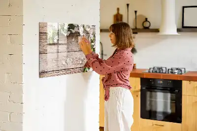 Tableau magnétique à dessiner motif fleurs sur bois