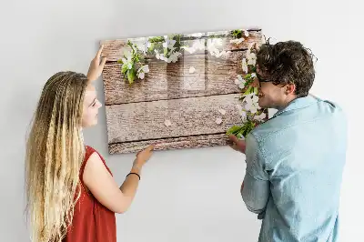 Tableau magnétique à dessiner motif fleurs sur bois