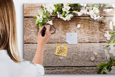 Tableau magnétique à dessiner motif fleurs sur bois