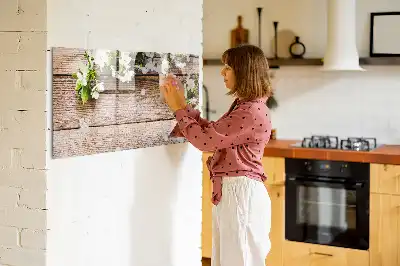 Tableau magnétique à dessiner motif fleurs sur bois