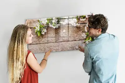 Tableau magnétique à dessiner motif fleurs sur bois