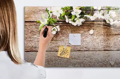 Tableau magnétique à dessiner motif fleurs sur bois