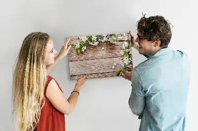 Tableau magnétique à dessiner motif fleurs sur bois