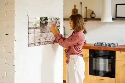 Tableau magnétique à dessiner motif fleurs sur bois