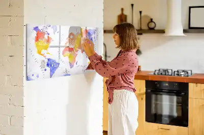 Tableau magnétique à dessiner carte du monde en aquarelle