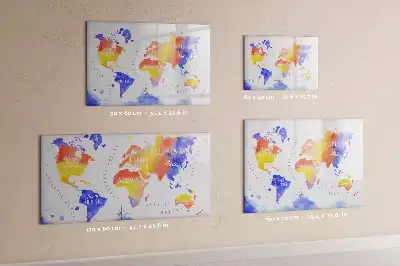 Tableau magnétique à dessiner carte du monde en aquarelle