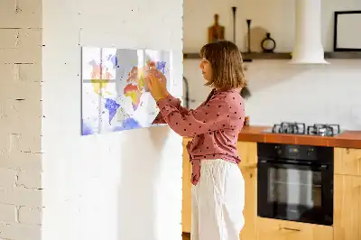 Tableau magnétique à dessiner carte du monde en aquarelle