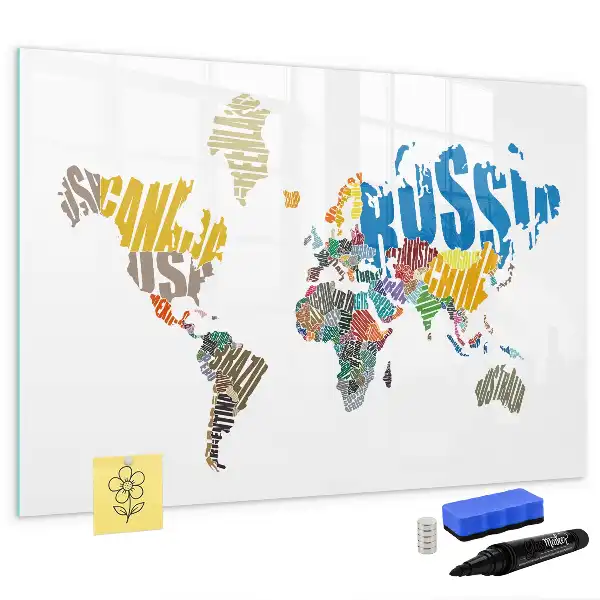 Tableau magnétique à dessiner carte du monde