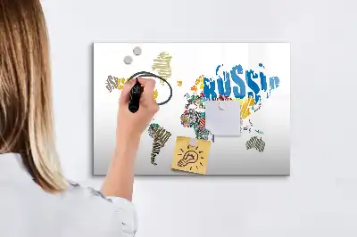 Tableau magnétique à dessiner carte du monde