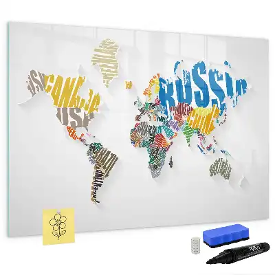Tableau magnétique pour dessiner carte du monde avec texte